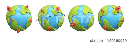Set of 3D planet earth with location points. GPS navigator, travel concept 140160929