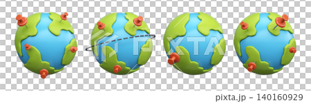Set of 3D planet earth with location points. GPS navigator, travel concept 140160929