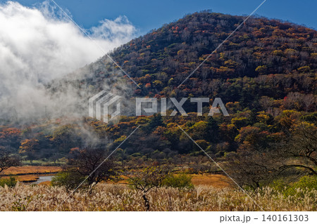 覚満淵から見る紅葉の赤城山・地蔵岳 覚満淵から見る紅葉の赤城山・地蔵岳 140161303