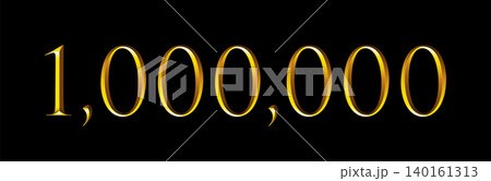 One million, gold colored number 1,000,000 written in raised serifs on black background. Symbol of good luck, representing achievement of a goal, for success and wealth. Isolated illustration. Vector One million, gold colored number 1,000,000 written in raised serifs on black background. Symbol of good luck, representing achievement of a goal, for success and wealth. Isolated illustration. Vector 140161313