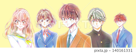 5人の男女の学生たち 笑顔 5人の男女の学生たち 笑顔 140161331