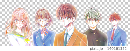 Five male and female students 140161332