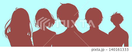 5人の男女の学生たち シルエット 5人の男女の学生たち シルエット 140161333