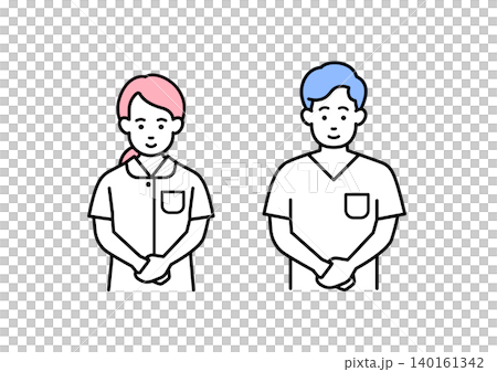Male and female nurses bowing 140161342