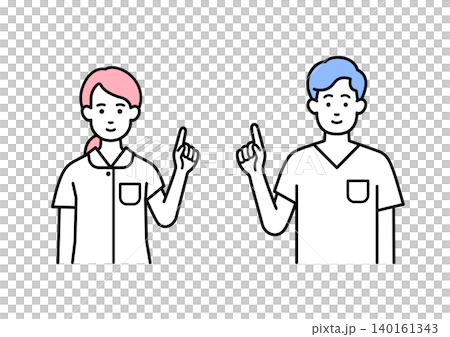 The male and female nurses giving the explanation The male and female nurses giving the explanation 140161343