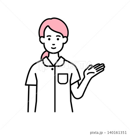 案内をする看護師の女性 案内をする看護師の女性 140161351