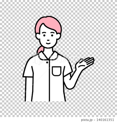 案内をする看護師の女性 案内をする看護師の女性 140161351