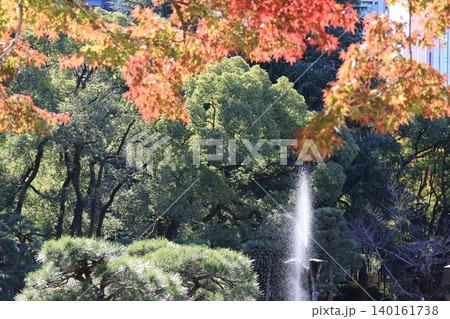 日比谷公園の雲形池の鶴の噴水 日比谷公園の雲形池の鶴の噴水 140161738