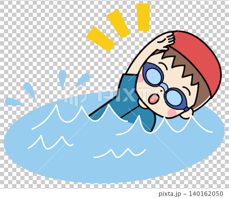 プールで泳ぐ子供のイラスト 140162050