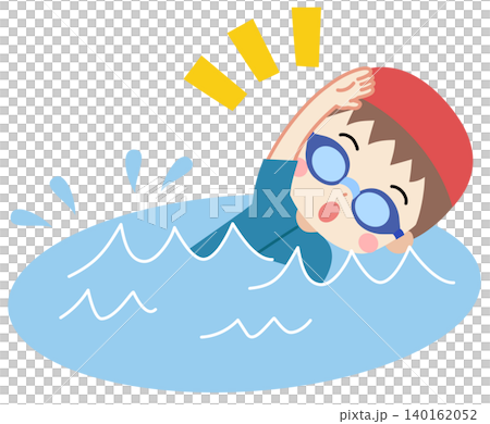 Illustration of a child swimming in a pool Illustration of a child swimming in a pool 140162052