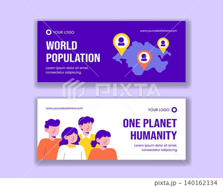 World Population Day Social Media Banner Flat Cartoon Hand Drawn Healthcare Illustration 140162134