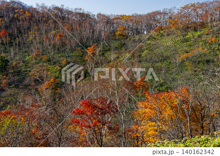 赤城山・黒檜山・駒ヶ岳間の登山道の紅葉 140162342