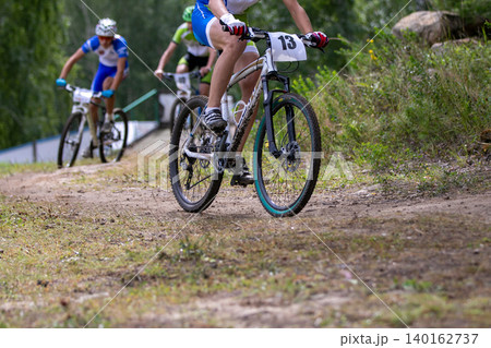 Leading mountain bike racer Leading mountain bike racer 140162737