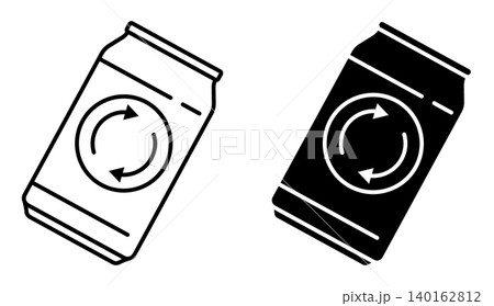 Linear icon. Aluminum can is made from recyclable material. Simple black and white vector isolated on white background Linear icon. Aluminum can is made from recyclable material. Simple black and white vector isolated on white background 140162812