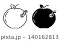 Linear icon. Funny pest worm peeks out from a wormy apple. Simple black and white vector isolated on white background 140162813