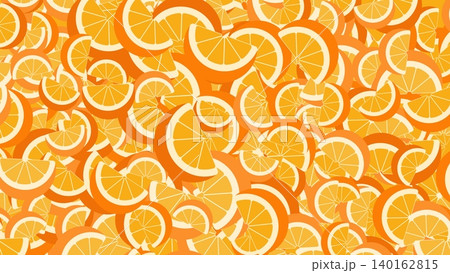 Slices of oranges and tangerines piled into one delicious juicy pile. 3D vector background 140162815