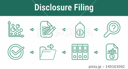 CSRD Disclosure Filing Workflow Icons CSRD Disclosure Filing Workflow Icons 140163092