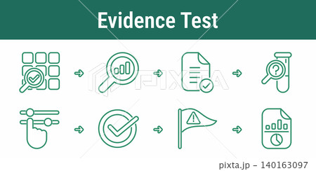 ESG Assurance Evidence Test Workflow Icons ESG Assurance Evidence Test Workflow Icons 140163097