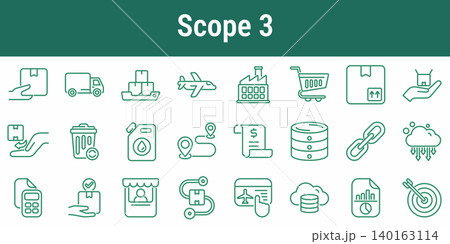 Scope Three Emissions Reporting Icons Scope Three Emissions Reporting Icons 140163114