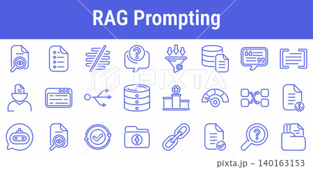 RAG Prompting AI Workflow Icon Set 140163153