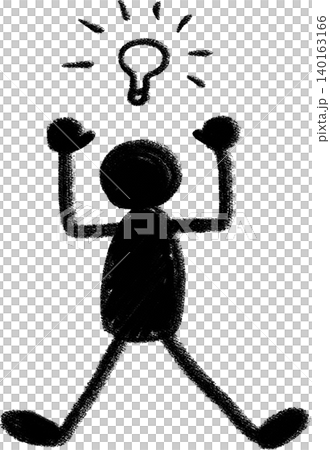 手描きペイントの人物シルエットピクトグラム ひらめき 全身 手描きペイントの人物シルエットピクトグラム ひらめき 全身 140163166