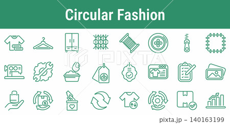 Circular Fashion Sustainable Clothing Icon Set 140163199