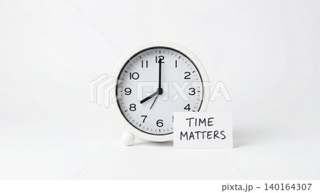 Analogue wall clock with time matters message management deadline schedule punctuality analogue reminder planning business efficiency importance secondary background productivity 140164307