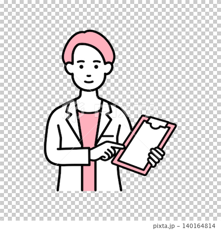 A female doctor checking the medical record. A female doctor checking the medical record. 140164814