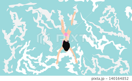 水着を着た女性が海で遊ぶイラスト 水着を着た女性が海で遊ぶイラスト 140164852