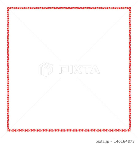 Red square frame. Traditional square Turkic ornament. Oriental red square pattern with arabesques. For ceramic, porcelain, embroidery, sandblasting, laser. Islam, Indian, Ottoman motif. Red square frame. Traditional square Turkic ornament. Oriental red square pattern with arabesques. For ceramic, porcelain, embroidery, sandblasting, laser. Islam, Indian, Ottoman motif. 140164875