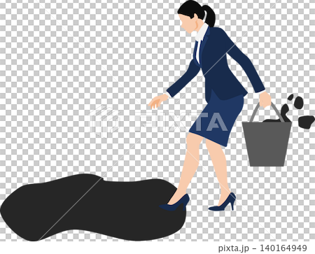 An illustration of a businesswoman cleaning. An illustration of a businesswoman cleaning. 140164949