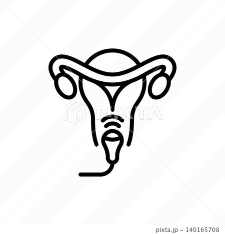 Gynecology ultrasound. Medical examination, obstetrics. Uterus and ovaries. Thin line icon. Vector illustration. Gynecology ultrasound. Medical examination, obstetrics. Uterus and ovaries. Thin line icon. Vector illustration. 140165708