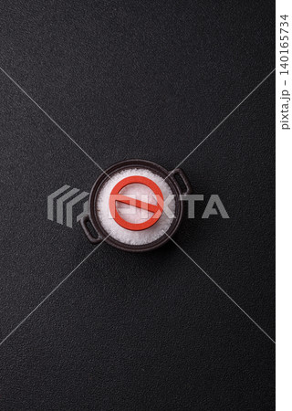 The salt ban sign as a concept to stop the problem of heart attack and pressure. The salt ban sign The salt ban sign as a concept to stop the problem of heart attack and pressure. The salt ban sign 140165734