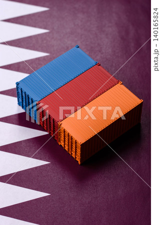 Cargo containers on the china flag as a conceptual backdrop for goods export. Cargo containers Cargo containers on the china flag as a conceptual backdrop for goods export. Cargo containers 140165824