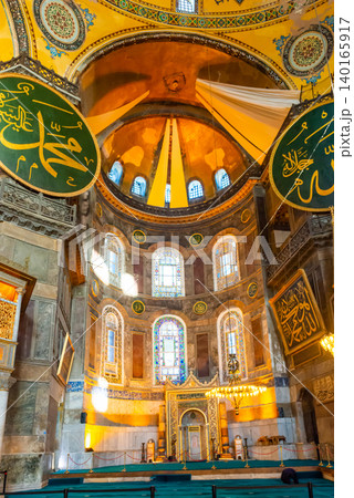Interior of Hagia Sophia in Istanbul, no people 140165917