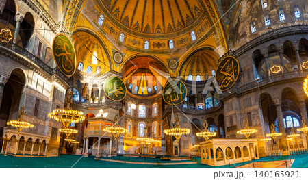 Interior panorama of Hagia Sophia in Istanbul, no people Interior panorama of Hagia Sophia in Istanbul, no people 140165921