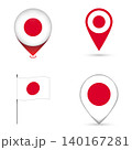 Japan Flag Map Pin Icons Set Collection. 140167281