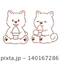 ソフトクリームと柴犬　線画 140167286