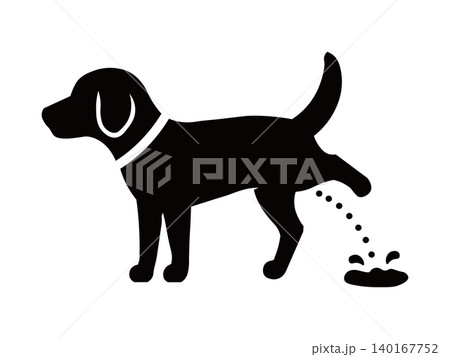 おしっこをする犬のシルエットアイコン おしっこをする犬のシルエットアイコン 140167752