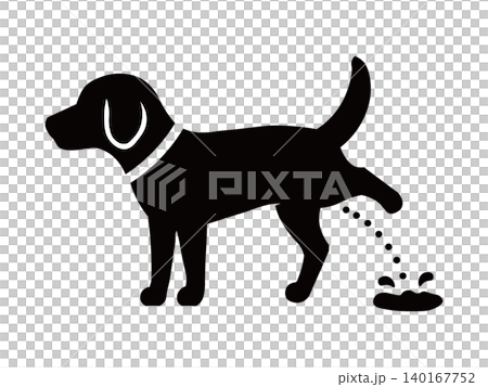 おしっこをする犬のシルエットアイコン おしっこをする犬のシルエットアイコン 140167752
