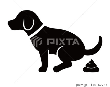 うんちをする犬のシルエットアイコン うんちをする犬のシルエットアイコン 140167753