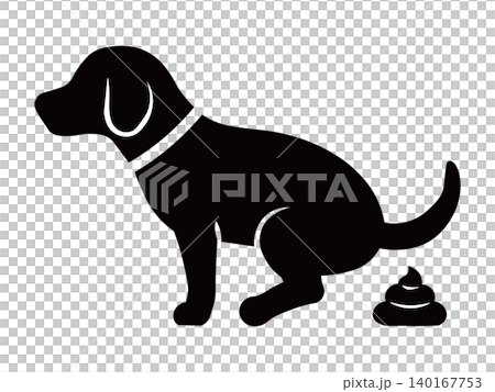 うんちをする犬のシルエットアイコン うんちをする犬のシルエットアイコン 140167753