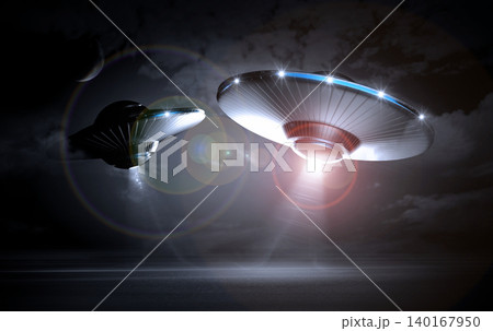 UFO in dark night UFO in dark night 140167950