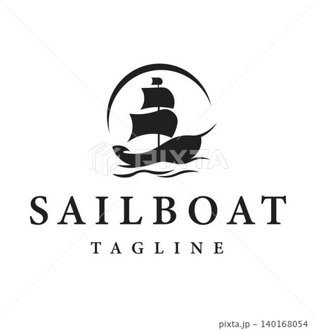 Vintage Sailing Ship Nautical Logo Vector Design 140168054