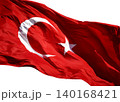 Photo of Turkish flag waving on white background.	 140168421