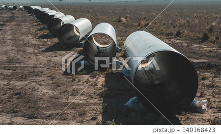 Gas pipeline construction, La Pampa province , Patagonia, Argentina. Gas pipeline construction, La Pampa province , Patagonia, Argentina. 140168423