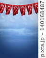 The Turkish flags waving in the wind.	 140168487