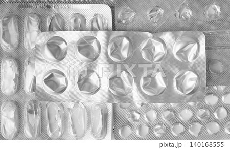 Empty medicine blister, used pill pack Empty medicine blister, used pill pack 140168555