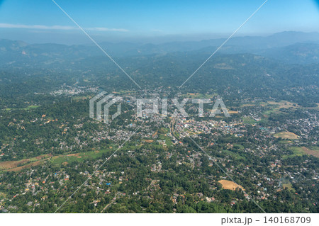 Panoramic mountain view of a jungle town Panoramic mountain view of a jungle town 140168709