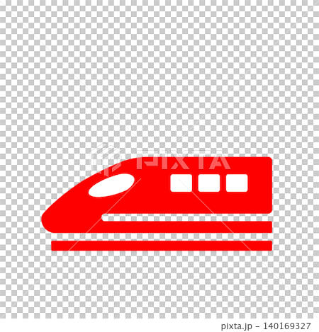 一個簡單的紅色新幹線圖標，方便用於旅行和車站資訊查詢。 140169327